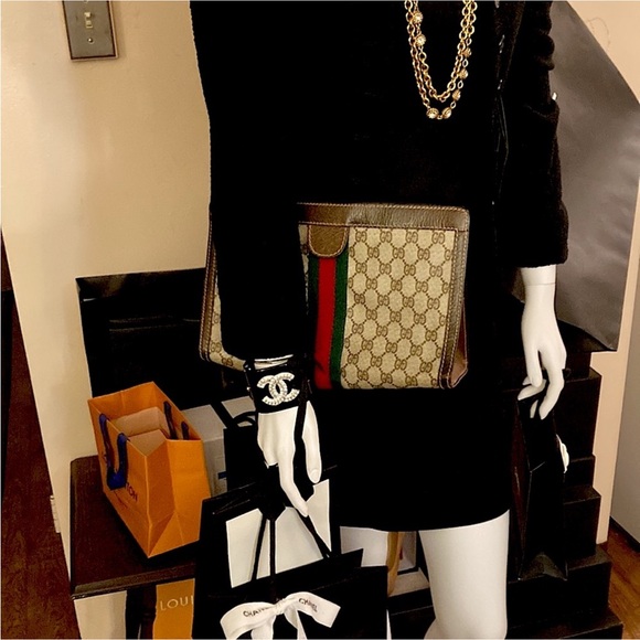 Authentic Vintage GUCCI GG Monogram Web Sherry Line Clutch Large - Picture 14 of 15